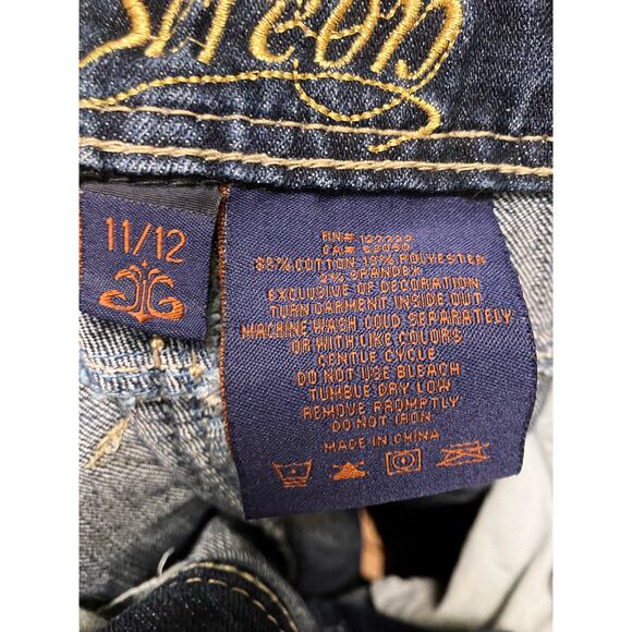 Dereon 11/12 Jeans Y2K Dark Wash Gold Metal Accents Beyonce Vintage Denim - Picture 10 of 10